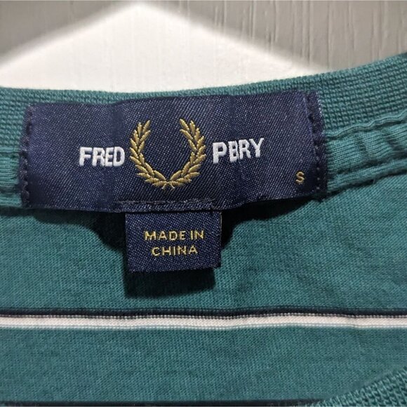 Fred Perry | Fine striped tee in light petrol green - Picture 4 of 8